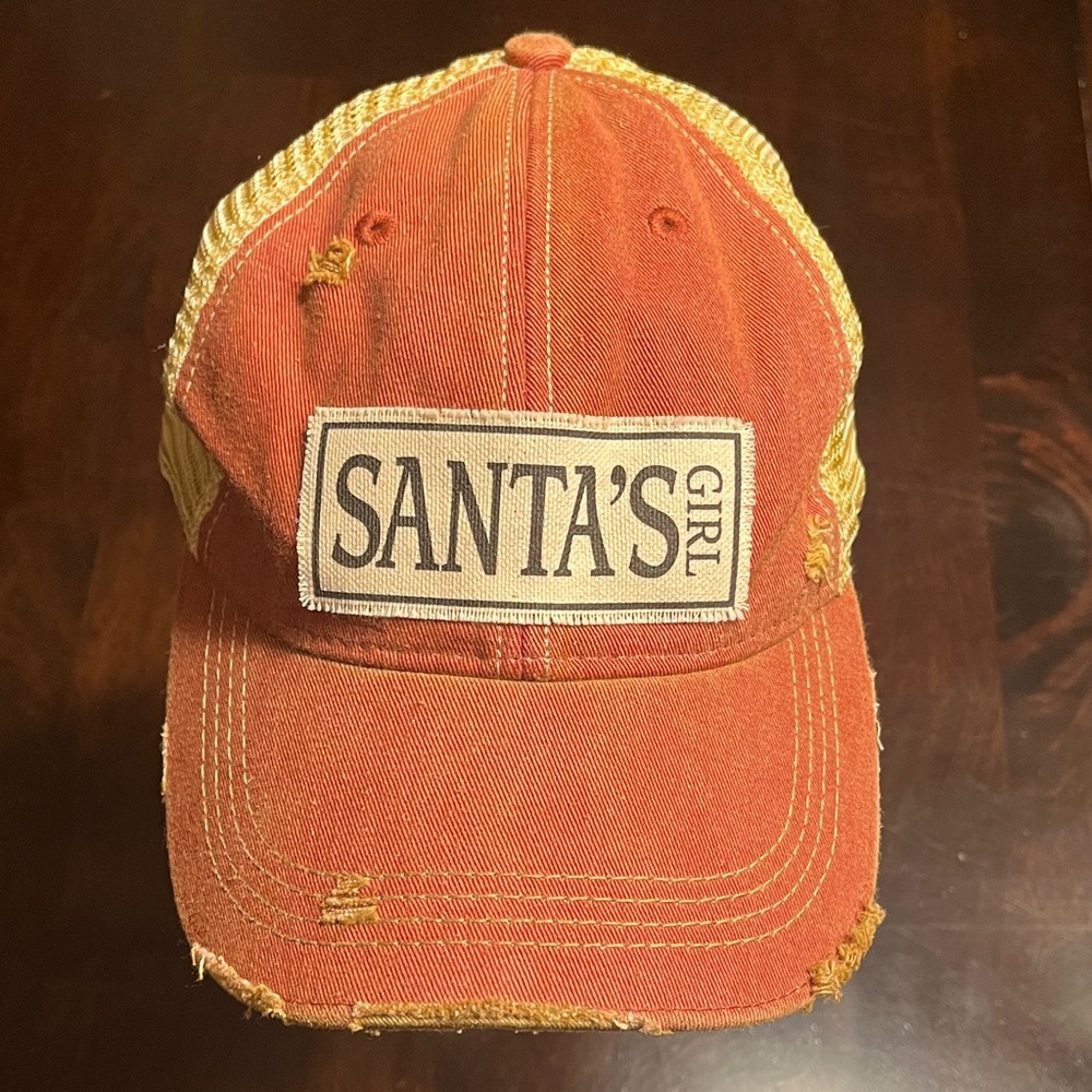 Santa's Girl Distressed Style Cap